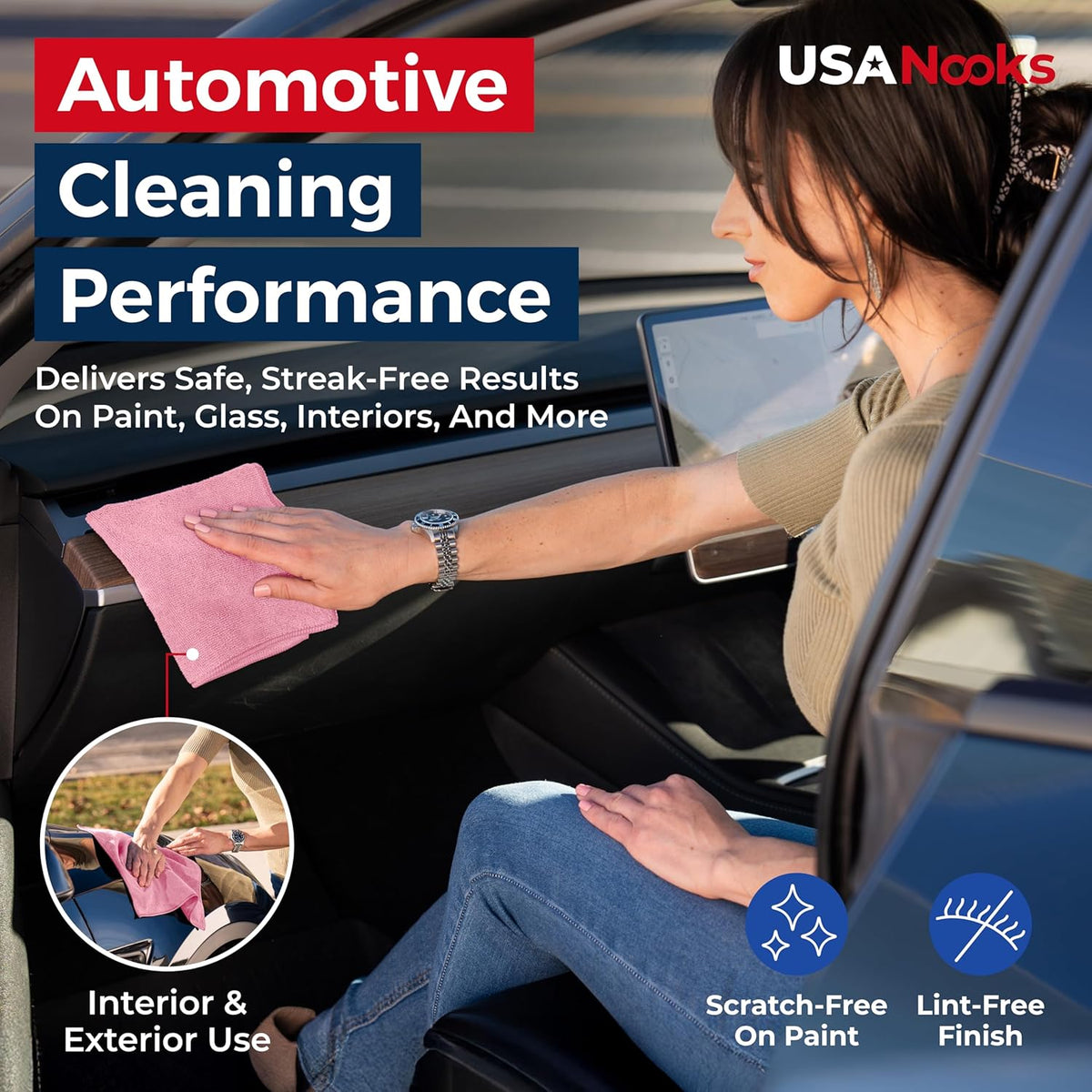 USANOOKS Microfiber Cleaning Cloth Grey - 12 Pcs (12.5"x12.5") - High Performance - 1200 Washes, Ultra Absorbent Microfiber Towel Weave Grime & Liquid for Streak-Free Mirror Shine - Car Washing Cloth
