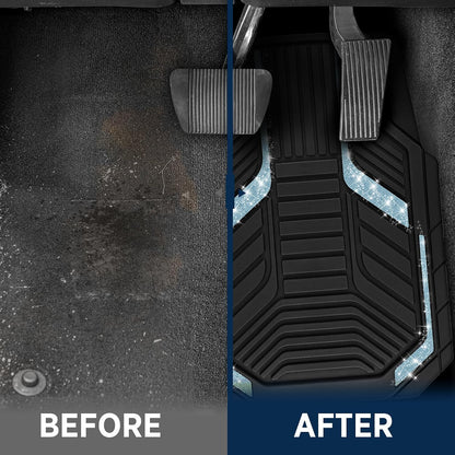 PIC AUTO Heavy Duty Rubber Floor Mats, Purple Aluminum Film Car Mats Set, Front and Rear Car Mats with Anti-Slip Backing, All Weather Protection, Trim-to-Fit for Automotive SUV, Sedan, Van