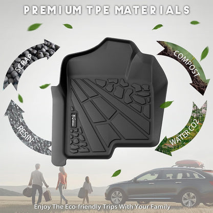 KARPAL Floor Mats for 2007-2013 Chevy Silverado & GMC Sierra 1500 Crew Cab / 2007-2014 2500/3500 HD(Footwell Coverage), All-Weather TPE Custom Fit Floor Liners Car Accessories