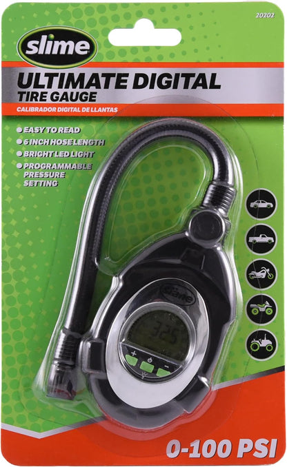 Slime 20049 Tire Pressure Gauge, Large Face Dial Analogue Gauge, 5-60 PSI