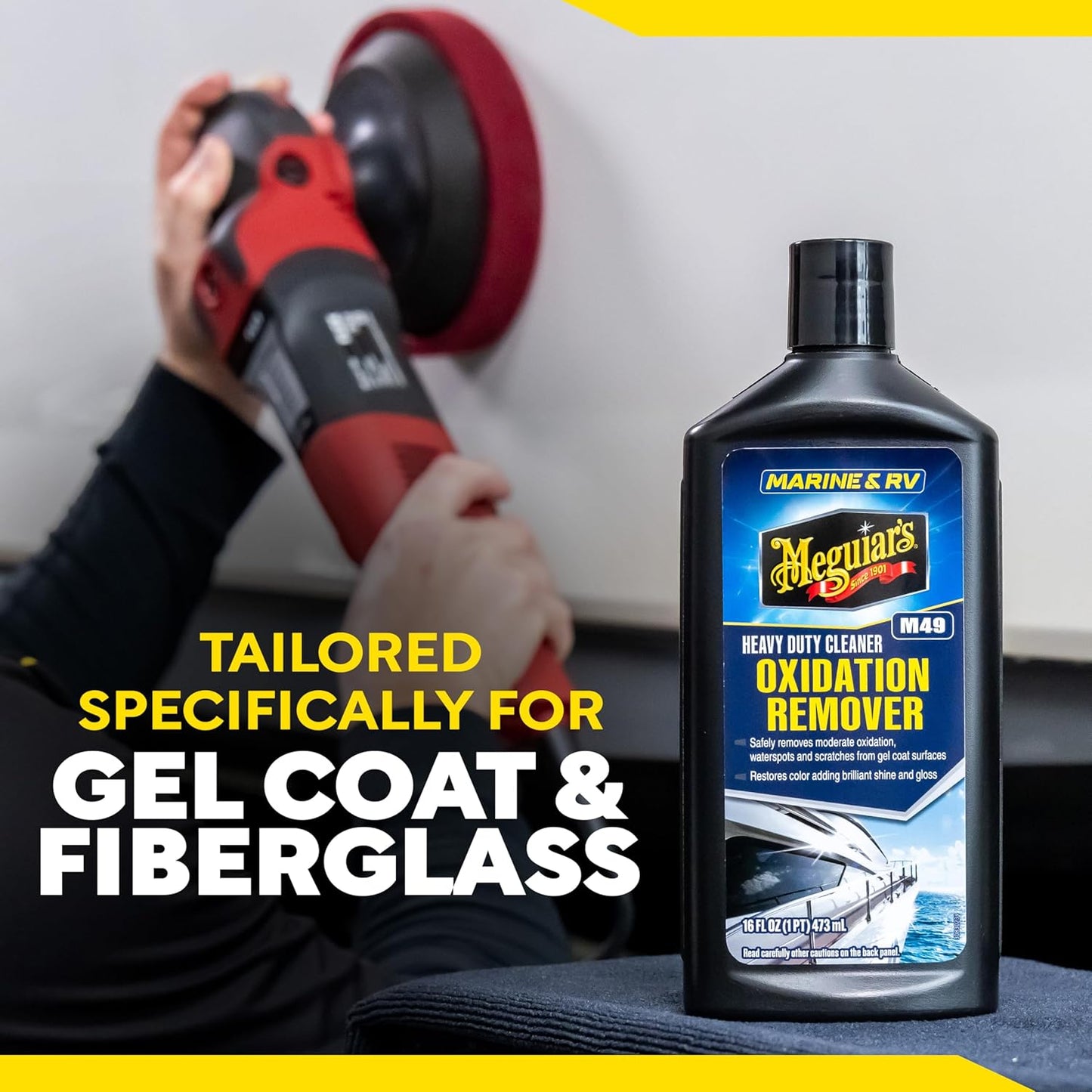 Meguiar's M4916 Marine/RV Heavy Duty Oxidation Remover, Oxidation, Water Spot, Stain, and Boat Scratch Remover for Vehicles with Gel Coat and Fiberglass Surfaces, 16 Oz - Packaging may vary