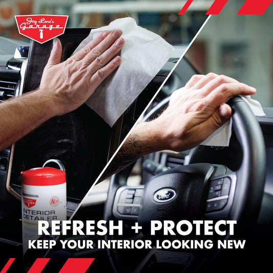 Interior Detailer Wipes for Car; Premium Auto Interior Cleaning Wipes 30-Count; Dashboard, Leather, Vinyl, Plastic, Glass & Steering Wheel Car Interior Cleaner Wipes; Non-Greasy, Streak-Free