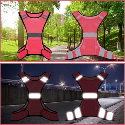 Ptwola Reflective Running Vest High Visibility Running Gear with Large Pocket Night Lightweight Reflective Safety Vest