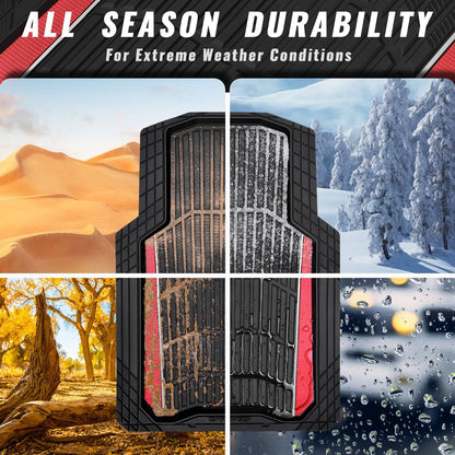 CAR PASS Heavy Duty Rubber Car Floor Mats, Deep Waterproof Car Floor Mats All Weather, Aluminum Film Floor Mats for Cars Non-Slip Universal Trim to Fit for SUVs Trucks Sedans Vans, Black Grey Metallic