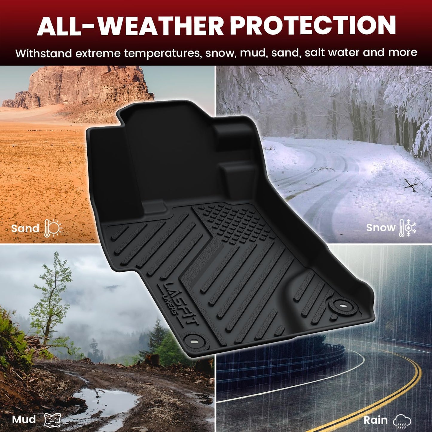 LASFIT Floor Mats and Cargo Liner for Honda CR-V 2026 2025 2024 2023 (Gasoline & Hybrid & e:FCEV), All Weather TPE Car Trunk Mat (Upper Position), 1st & 2nd Row & Trunk Liner Full Set Black