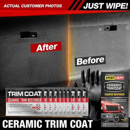 XPERTCHEMY Ceramic Trim Coat Kit, Plastic Restorer for Cars Ceramic Coating Wipes to Lasting Over 230 Washes,The Ceramic Coating Helps Improve Optical Clarity On Clear Car Plastic