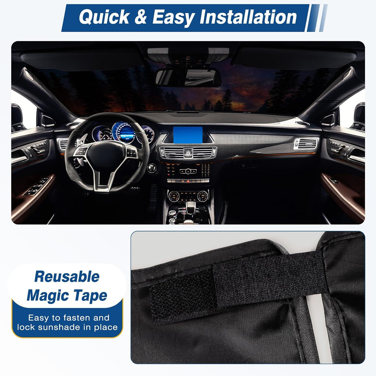 Car Windshield Sun Shade - Reflector Sunshade Offers Ultimate Protection for Car Interior, Cool Reflective Sun Blocker Fits Small Sedans, Mini SUVs