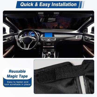 Car Windshield Sun Shade - Reflector Sunshade Offers Ultimate Protection for Car Interior, Cool Reflective Sun Blocker Fits Small Sedans, Mini SUVs