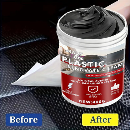 Car Plastic Restorer Pro - 14oz Auto Interior & Exterior Renewal Paste | Restores Faded Dashboards, Trim & Bumpers | UV Protection, Non-Greasy & Long-Lasting Finish