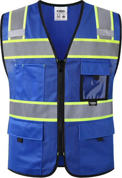 JKSafety Safety Vest for Men Women Hi Vis Relfective Vest with Pockets High Visibility Meet ANSI Standard