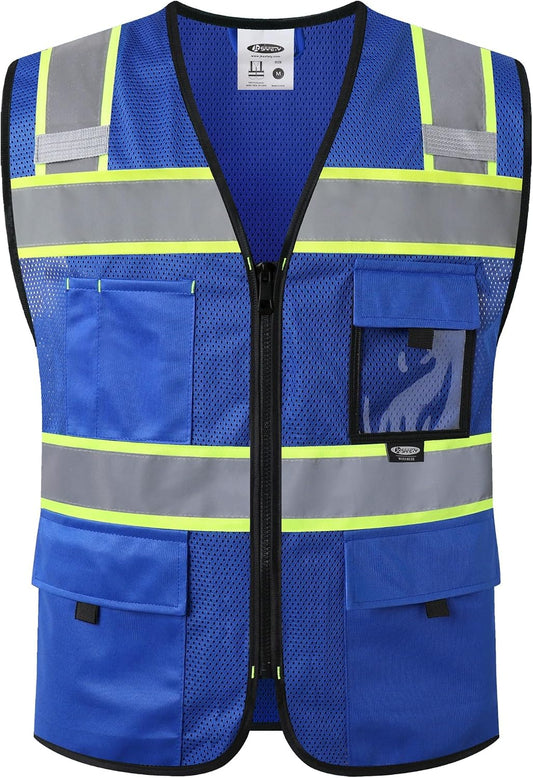 JKSafety Safety Vest for Men Women Hi Vis Relfective Vest with Pockets High Visibility Meet ANSI Standard