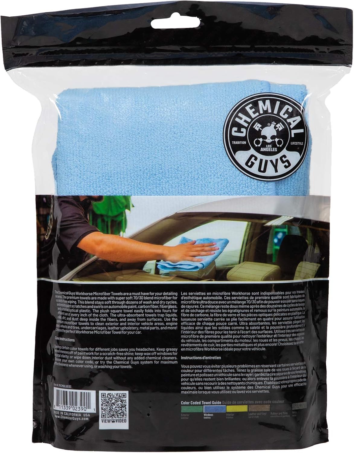 Chemical Guys Workhorse Professional Grade Microfiber Towels for Cars - Black 16x16 Inch Microfiber Cleaning Cloths for Home & Pet Drying, Soft & Scratch-Free, Washing, Drying & Cleaning, 3 Pack
