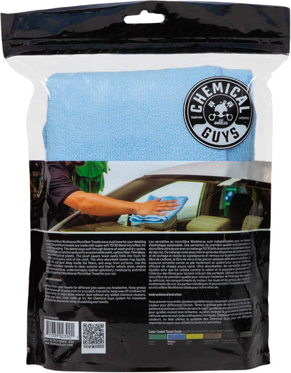 Chemical Guys Workhorse Professional Grade Microfiber Towels for Cars - Black 16x16 Inch Microfiber Cleaning Cloths for Home & Pet Drying, Soft & Scratch-Free, Washing, Drying & Cleaning, 3 Pack