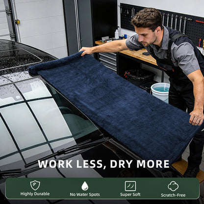 2-Pack 24" x 36" 11.8" x 11.8" Twisted-Loop Car Drying Towel 1500GSM Microfiber Cleaning Cloth for Car Trucks Motorcycles Streak Free Lint Free Ultra Absorbent Washing Cloth for Kitchen Window (Blue)