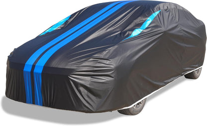 Car Cover Waterproof All Weather,6 Layers Car Covers for Automobiles, Full Exterior Cover with Zipper, Outdoor Car Cover Sun UV Rain Snow Wind Protection, Fit for 185"(185*70*59 inch)Sedan