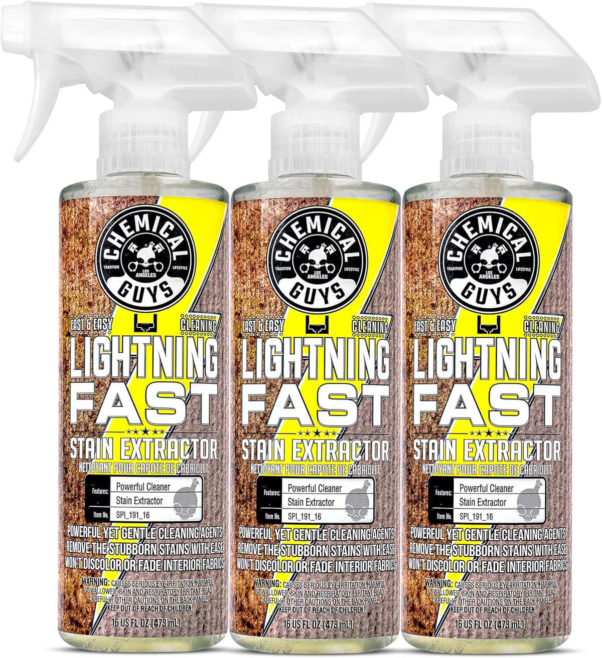 Chemical Guys Lightning Fast Carpet and Upholstery Stain Extractor - Chemical Guys Carpet Cleaner, Great for Fabric, Upholstery, Cars, Home, Office, Furniture, and More, Fresh Scent - 16 oz