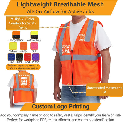 AYKRM 2 Pocket Mesh High Visibility Reflective Safety Vest for men & Women ANSI/ISEA 107 Standards