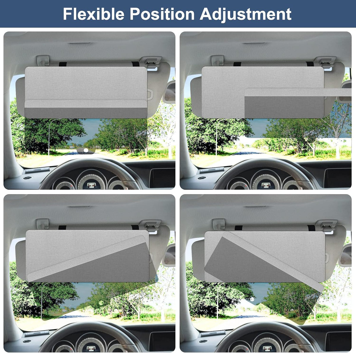 NAZZO Sun Visor Extender for Car, Sun Blocker with PC Sunshade Lens, Magnetic Mounting Adjustable Position, Protect from Glare, UV Rays, Snow Blindness for Safe Driving, Universal for Car, SUV (Black)