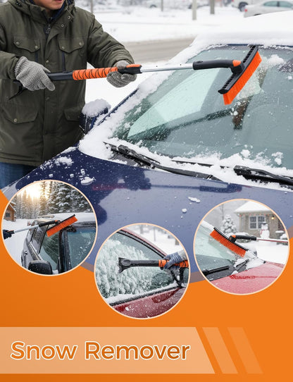 41" Ice Scrapers for Car Windshieldand Extendable Snow Brush with Foam Grip and 360° Pivoting Brush Head for Christmas Car Auto Truck SUV