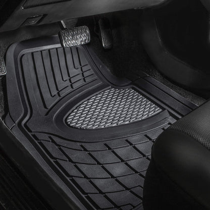 FH Group Automotive Floor Mats - Heavy-Duty Rubber Floor Mats for Cars, Universal Fit Full Set, Climaproof & Trimmable Floor Mats for Most Sedan, SUV, Truck, Black
