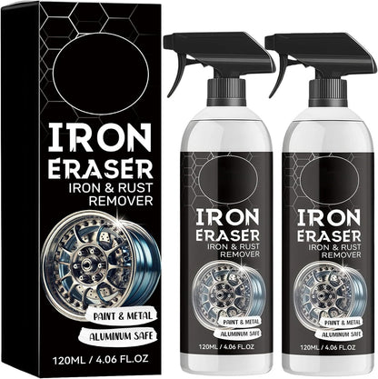 Iron Eraser Rust Remover Spray, Iron Powder Remover for Car Wheels, Paint and Automotive Surfaces, Fast Acting Automotive Surface Cleaner, 2 PCS (2 pcs)