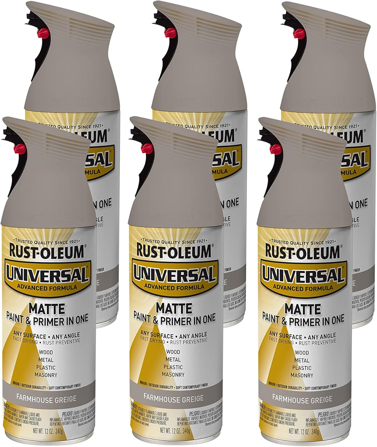 Rust-Oleum 302151 Universal All Surface Clear Topcoat Spray, 11 oz, Dead Flat Clear - Colors A