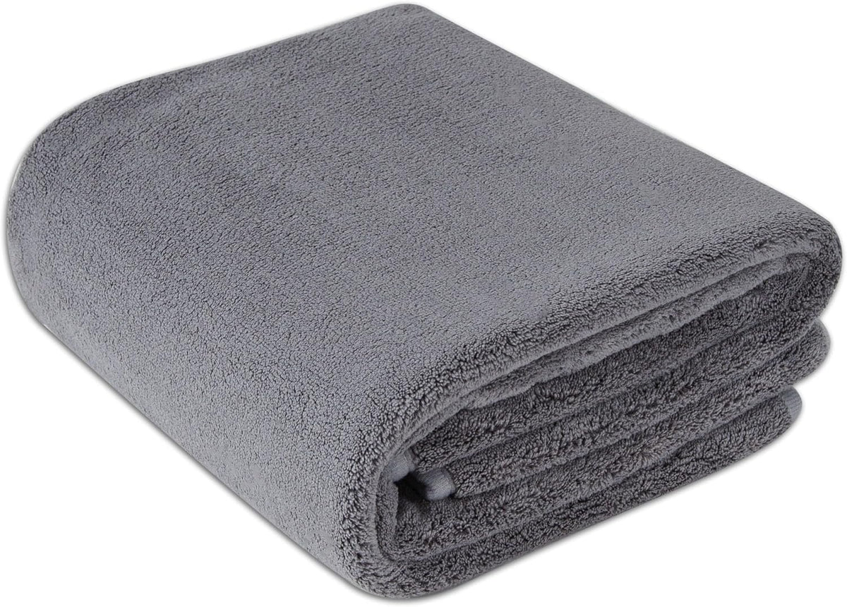 Amazon Basics Super Absorbent Microfiber Car Drying Towel, Streak-Free, Non-Abrasive, 36"L x 25"W, Gray
