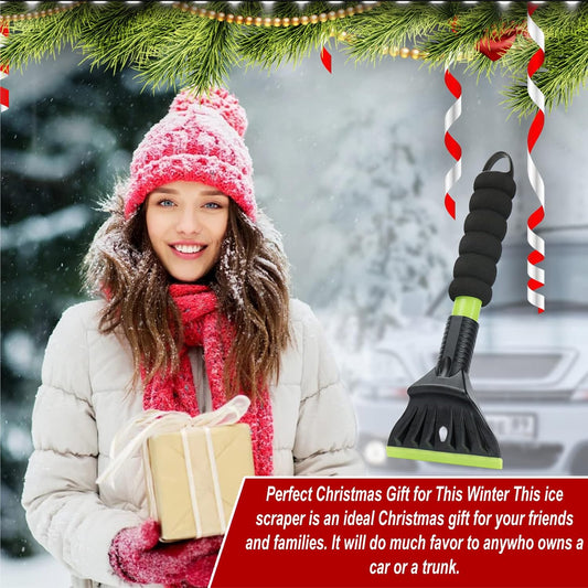 45.6" Ice Scraper and Snow Brush for Car Windshield [Silicone Bristles] ,3-in-1 Extendable Emergency Snow Shovel with Ergonomic Foam Grip and 360° Pivoting Brush Head for Christmas, Car Auto Truck SUV