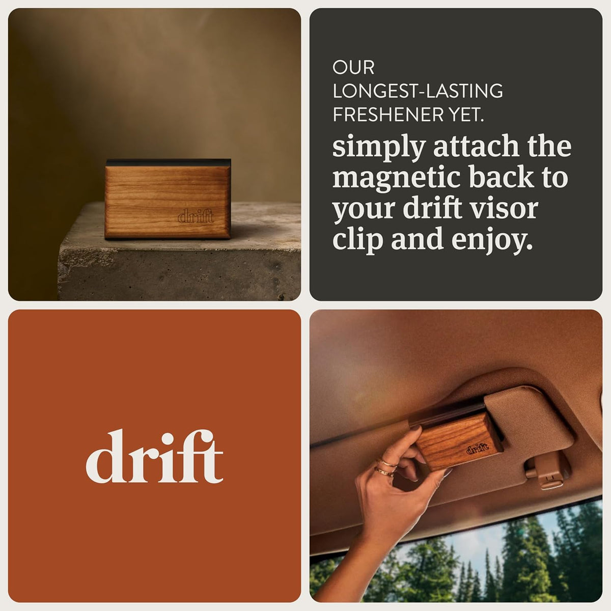 Drift Car Air Freshener - The Original Wood Air Freshener - Car Odor Eliminator - Long Lasting Scent - Auto Accessories - Metal Clip - Essential Oils - Clean Ingredients - Cabana Scent Starter Kit
