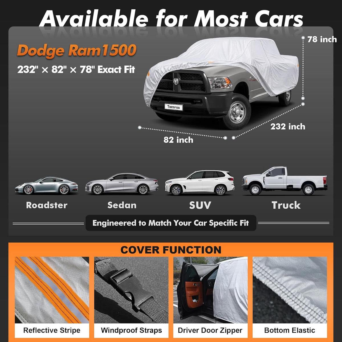 Car Cover Waterproof All-Weather,Heavy-Duty Outdoor Full Exterior Automobiles Sedan/Coupe (Length 186-193 inch) with Windshield Sun Shade Universal Fit Toyota Camry, Tesla Model 3, Accord etc