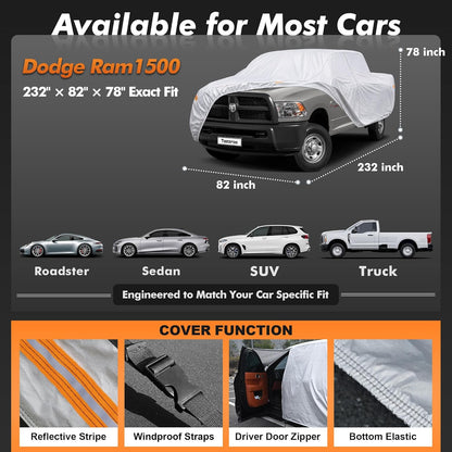 Car Cover Waterproof All-Weather,Heavy-Duty Outdoor Full Exterior Automobiles Sedan/Coupe (Length 186-193 inch) with Windshield Sun Shade Universal Fit Toyota Camry, Tesla Model 3, Accord etc