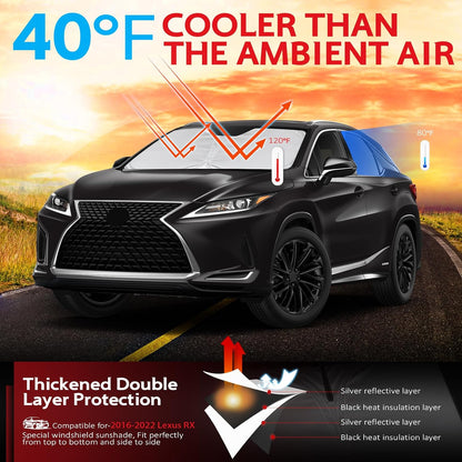 KAYZT Windshield Sun Shade for 2019-2025 2026 Chevy Silverado 1500 /GMC Sierra 1500 2500HD 3500HD Foldable Sunshade Front Window Custom Fit Car Accessories - Colors C