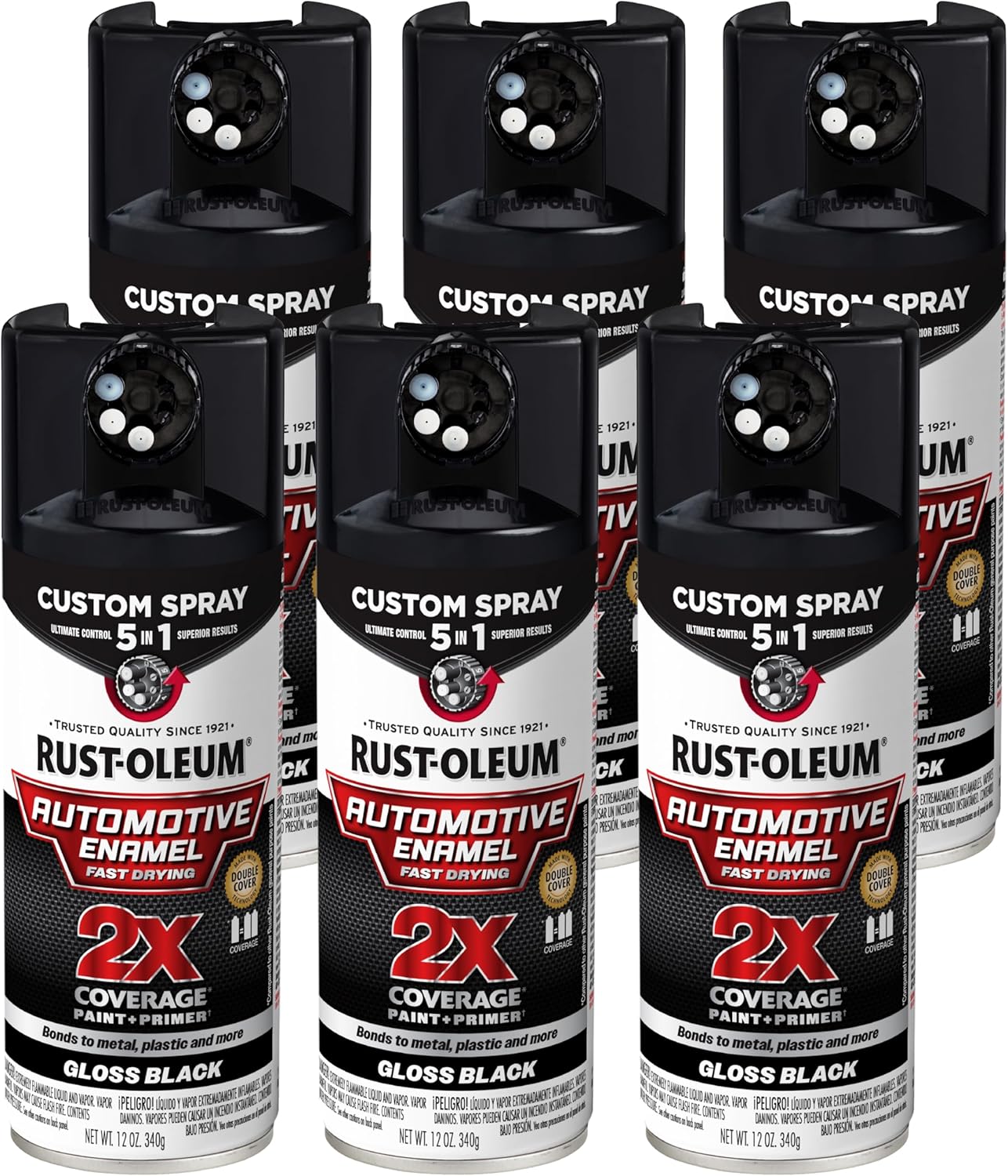 Rust-Oleum 2X Automotive Enamel Custom Spray 5-in-1 Spray Paint, 12 oz, Gloss Clear