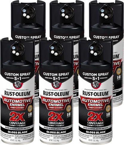 Rust-Oleum 2X Automotive Enamel Custom Spray 5-in-1 Spray Paint, 12 oz, Gloss Clear
