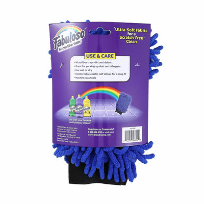 Fabuloso Microfiber Cleaning Mitt Glove, Lint-Free Scratch-Free Dusting and Washing for Furniture, Blinds, Baseboards, Shelves and Car Interior, One Size Fits All, Purple, 1 Count