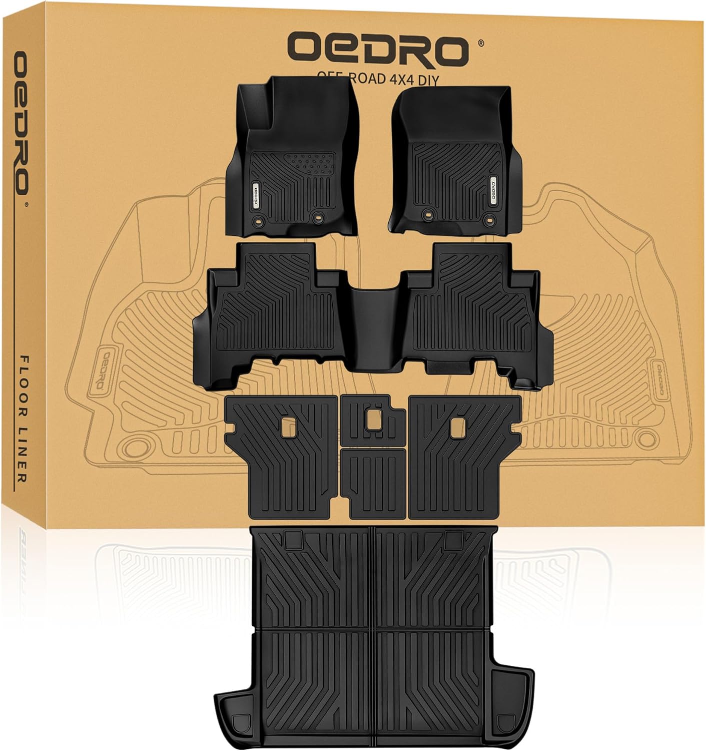 OEDRO Cargo Trunk Liner Fit for 2010-2017 Chevrolet Equinox L/LS/LT/LTZ/Premier& 10-17 GMC Terrain SL/SLE/SLT/Denali, All Weather Custom Fit Anti-Slip Cargo Mat, Black