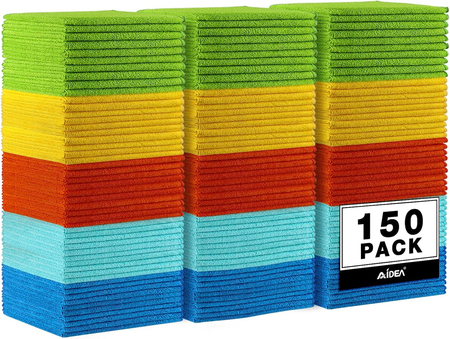 AIDEA Microfiber Cleaning Cloth, 50PK, Microfiber Towels for Cars, Premium Wash Cloths, Dusting Cloth Cleaning Rags, Absorbent Towels for SUVs, House, Kitchen, Window, Cleaning Supplies12×12"