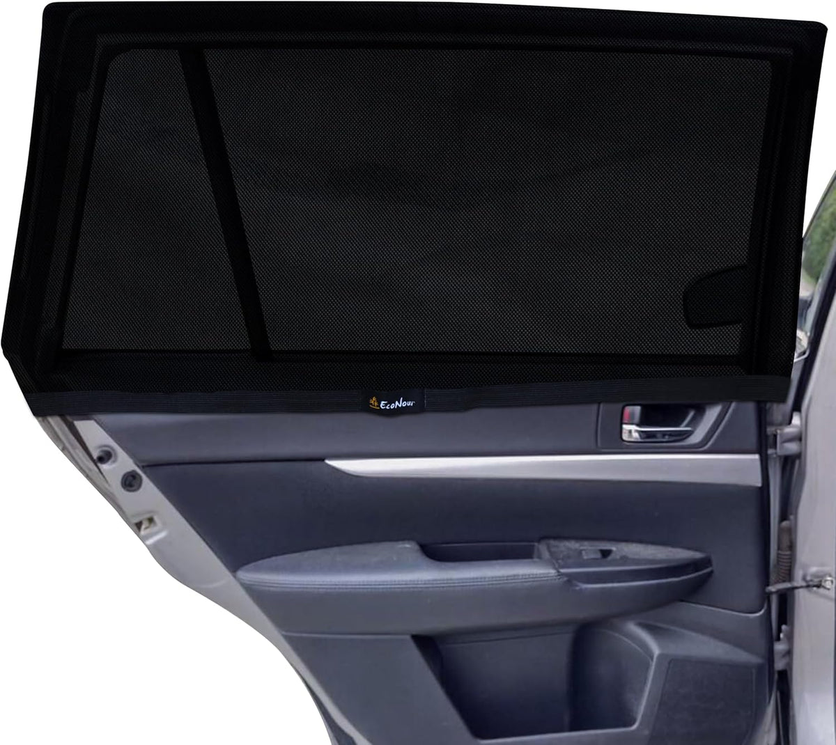 EcoNour Car Window Shades for Side Windows (Pack of 2) | Sun Shade for Car Heat and UV Protection | Adjustable Elastic Fabric Baby Car Shade | Rear Side Window Sun Shade Accessories (Large 21"x36")