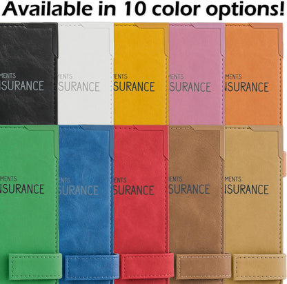 Auto Insurance and Registration Card Holder - Vehicle Glove Box Document Organizer - Car Essential Paperwork Holder for DMV, AAA, Contact Information Cards - Premium PU Leather Wallet Case - Black