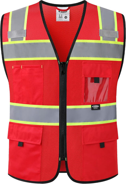 JKSafety Safety Vest for Men Women Hi Vis Relfective Vest with Pockets High Visibility Meet ANSI Standard