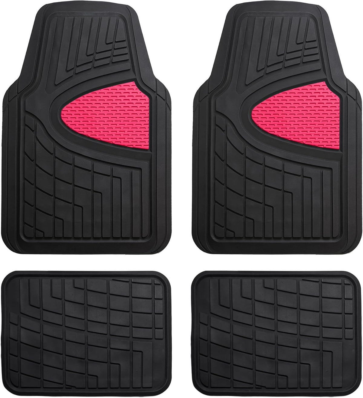 FH Group Automotive Floor Mats - Heavy-Duty Rubber Floor Mats for Cars, Universal Fit Full Set, Climaproof & Trimmable Floor Mats for Most Sedan, SUV, Truck, Black