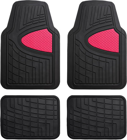 FH Group Automotive Floor Mats - Heavy-Duty Rubber Floor Mats for Cars, Universal Fit Full Set, Climaproof & Trimmable Floor Mats for Most Sedan, SUV, Truck, Black