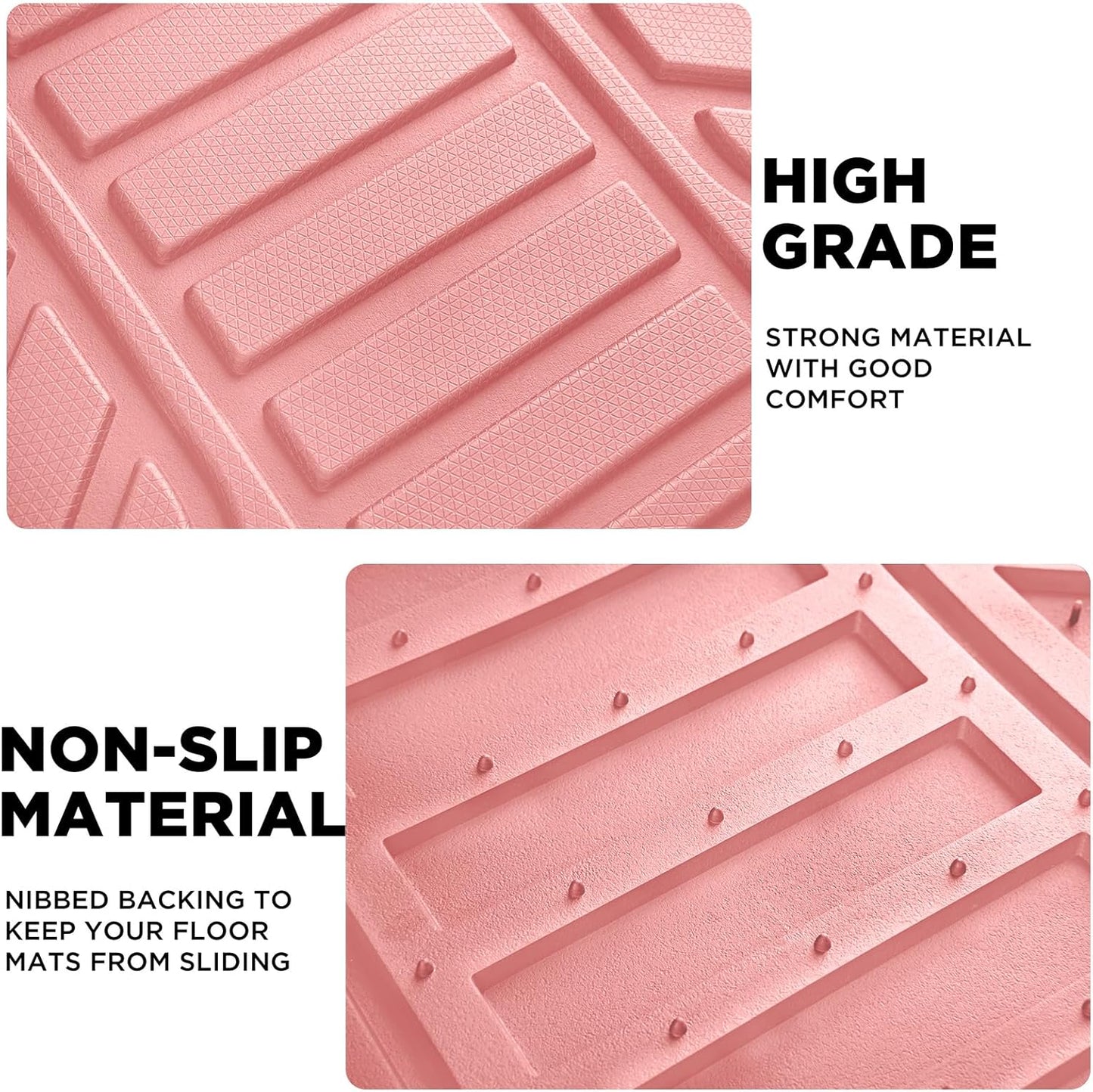 PIC AUTO Heavy Duty Rubber Floor Mats, Purple Aluminum Film Car Mats Set, Front and Rear Car Mats with Anti-Slip Backing, All Weather Protection, Trim-to-Fit for Automotive SUV, Sedan, Van