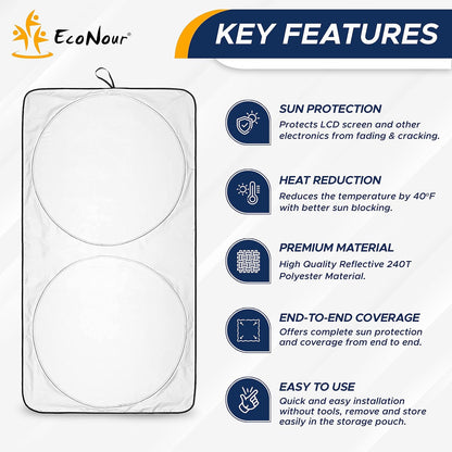 EcoNour Car Windshield Sun Shade | 2025 Upgraded Innovative No-Light-Pass Technology for Maximum Coverage | Foldable Sun Shade Keeps Your Vehicle Cool | Must-Have Car Accessories | Small (59" x 29") - Colors I