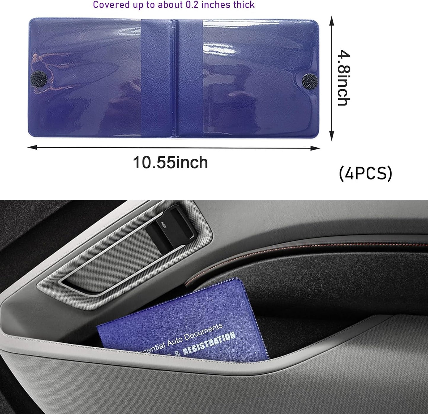 4 PCS Car Registration and Insurance Holder, Vehicle Glove Box Organizers with Closure for License Document, Auto Essential Paperwork Wallet Case Holder, Car Accessories (Black, Car Logo)