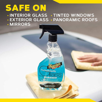Meguiar's Perfect Clarity Glass Cleaner, Keep Windows, Windshields, and Mirrors Gleaming using a Premium Anti-Hazing Formula that Leaves a Superior Streak Free Finish, 24 Oz