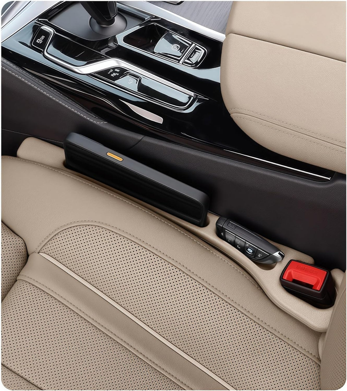 BESTKEE Car Seat Gap Filler 2 Pack, No Drop Seat Gap Plug with Dual Storage Slots, Blocks Phones Keys Coins, Flexible EVA Console Gap Filler Auto Accessories for Cars SUVs Trucks