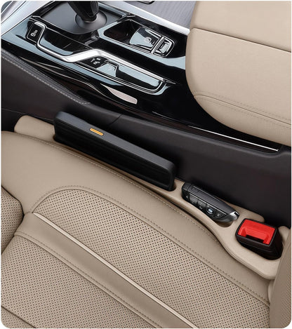 BESTKEE Car Seat Gap Filler 2 Pack, No Drop Seat Gap Plug with Dual Storage Slots, Blocks Phones Keys Coins, Flexible EVA Console Gap Filler Auto Accessories for Cars SUVs Trucks