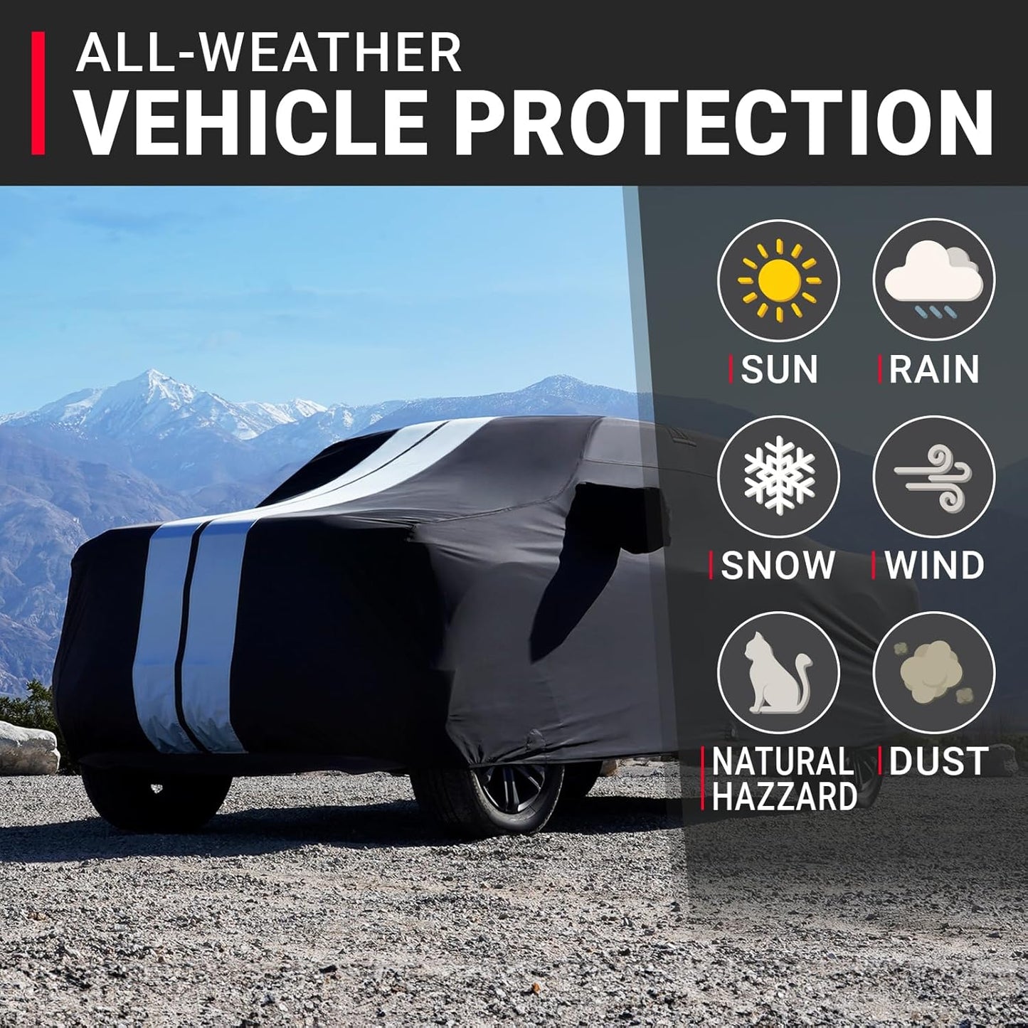 iCarCover 15-Layer Car Cover Waterproof All Weather | Premium Quality Car Covers for Automobiles, UV Protection, El Camino, Impala, Bel Air, Monte Carlo, Galaxie, Charger, Size C21 (See Size Chart) - Colors A