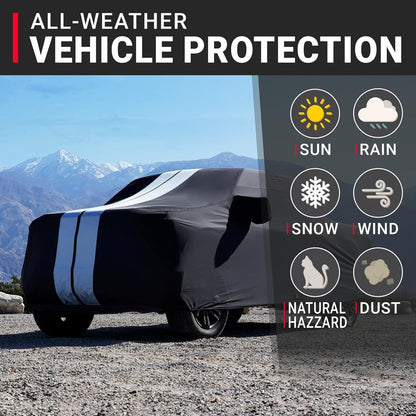 iCarCover 15-Layer Car Cover Waterproof All Weather | Premium Quality Car Covers for Automobiles, UV Protection, El Camino, Impala, Bel Air, Monte Carlo, Galaxie, Charger, Size C21 (See Size Chart) - Colors A